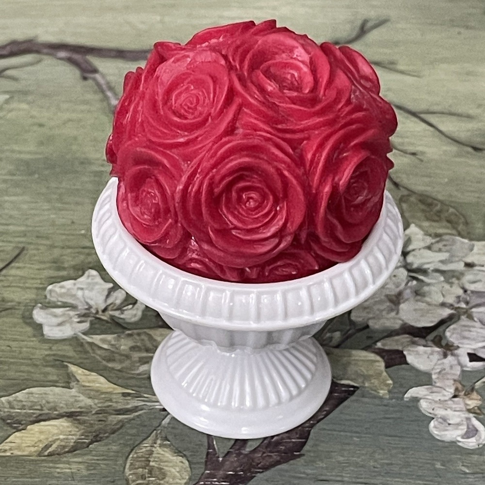 White Flower Pot of Roses American Girl Doll Vase Accessory Can Use w/ Barbie OG